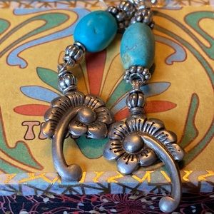 “Unfurling” Vintage Art Deco Sterling Turquoise earrings